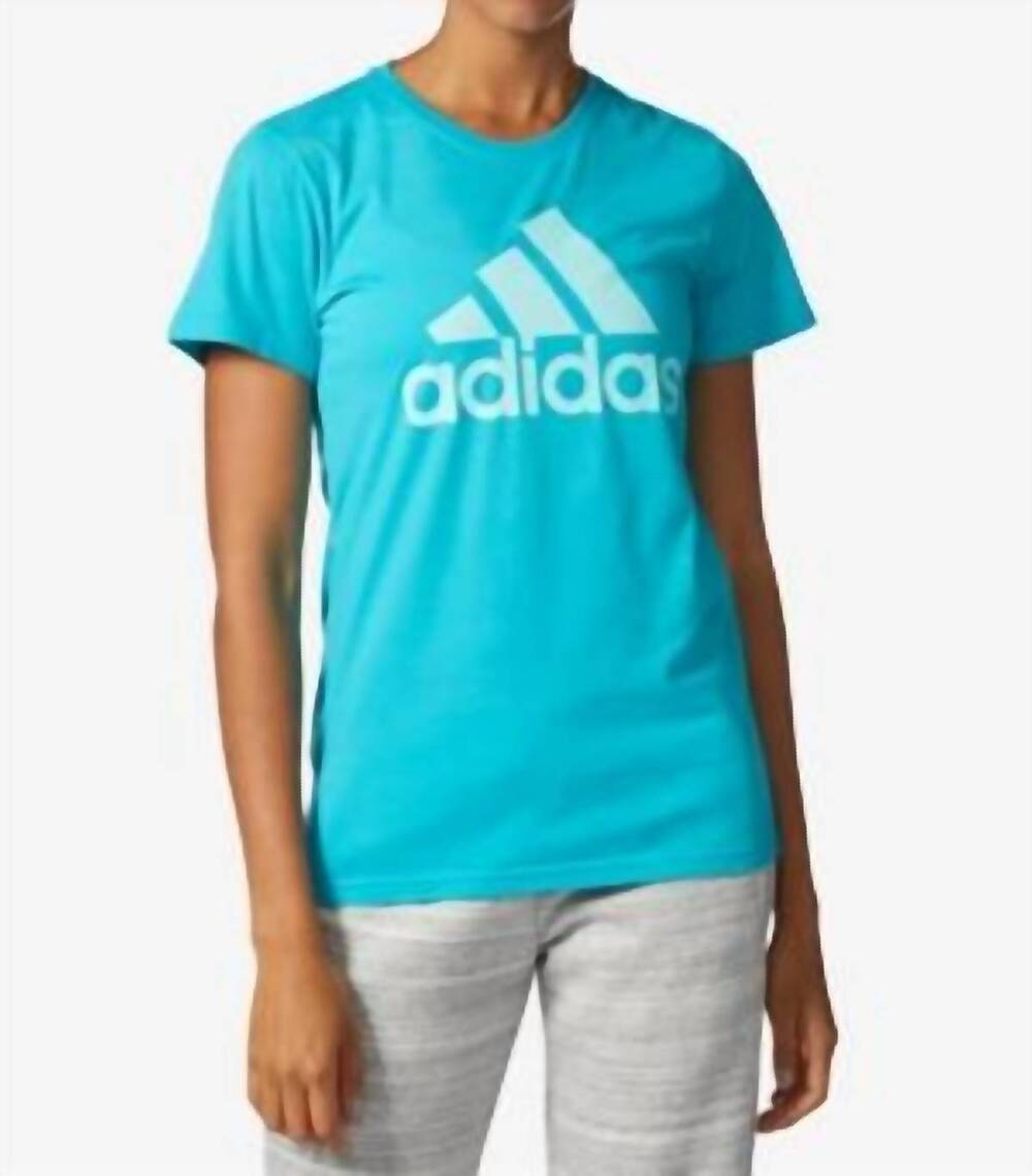 NEW ADIDAS women's classic logo t-shirt in turquoise/aqua